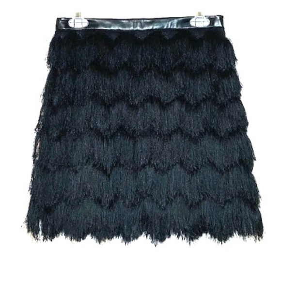 Sam Edelman Black Fiona Fringe Mini Skirt | 2 - Picture 2 of 4